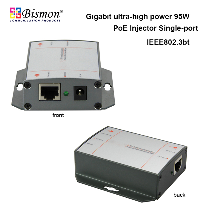 Gigabit-single-port-ultra-high-power-PoE-injector-95W-IEEE802-3bt